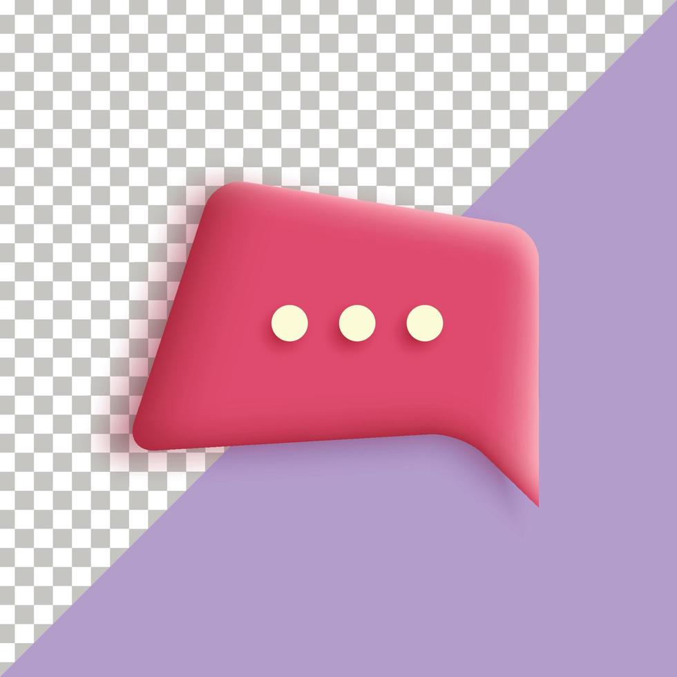 Vector de banner de concepto de pegatina de icono de chat de burbuja de voz rosa 3d