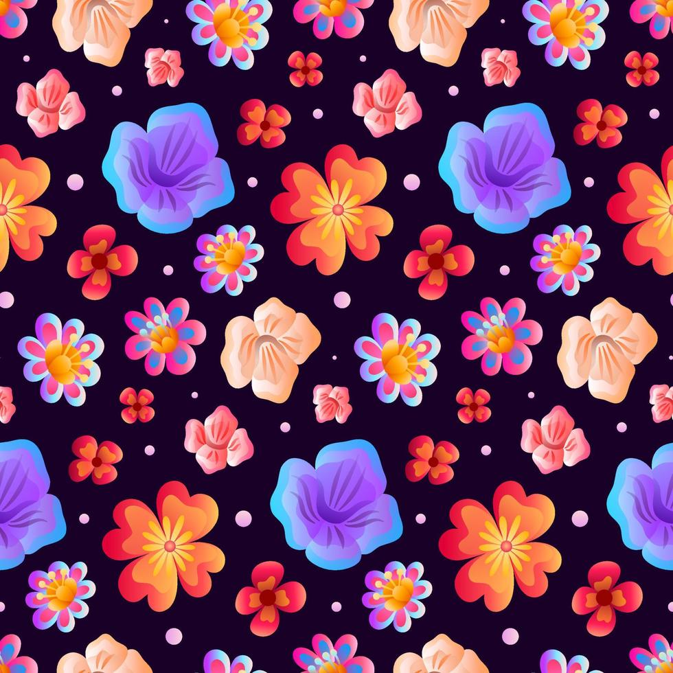 Exotic Floral Vector Seamless Pattern