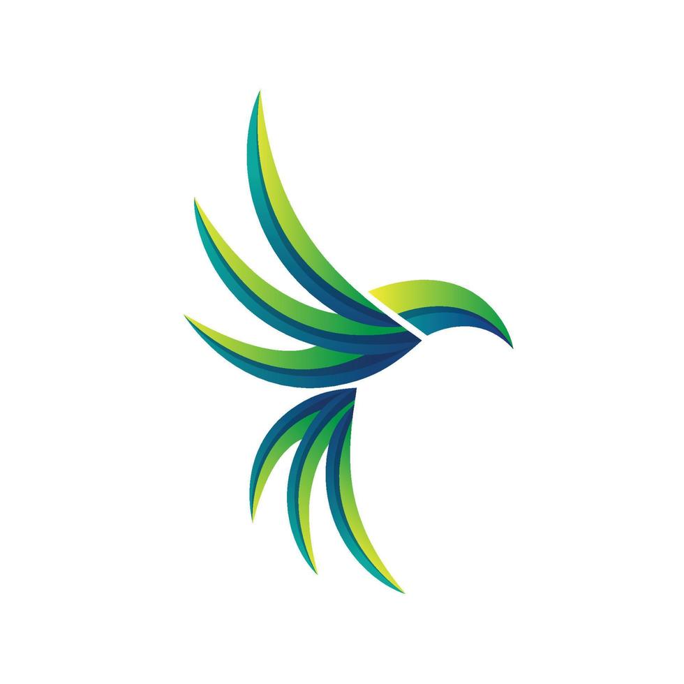 gradation multicolor flying hummingbird logo, modern style, memorable design vector