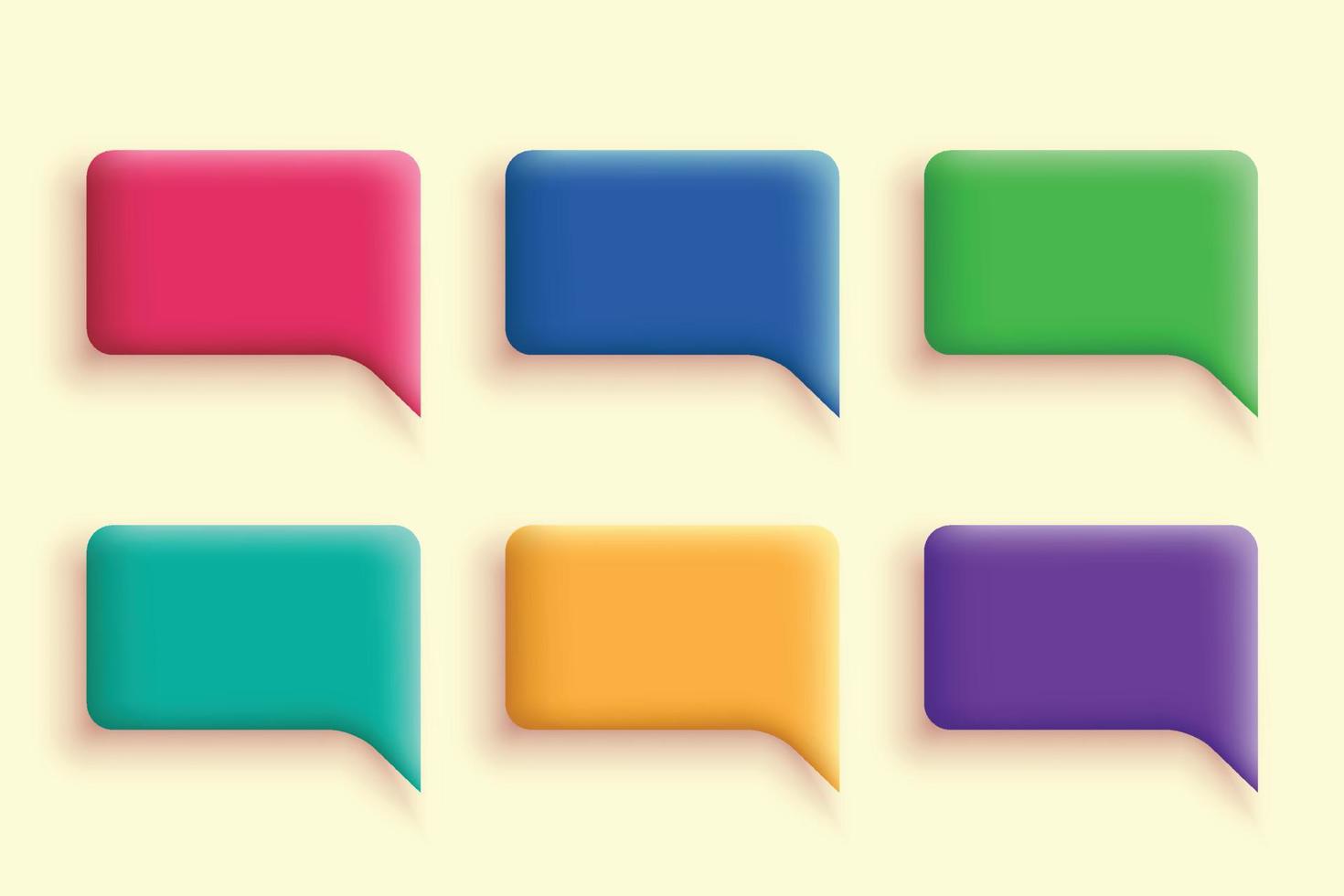 colorful 3d speech bubble chat icon square set collection poster and sticker concept Banner vector