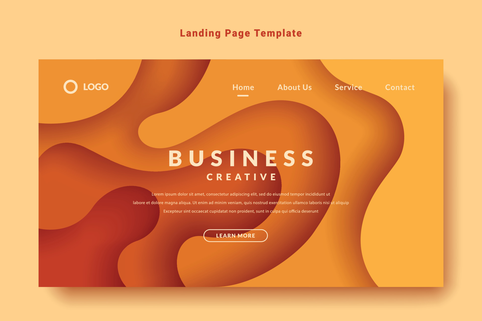 modern colorful landing page website design template background, layered paper texture style