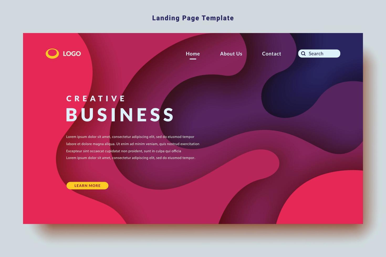 modern colorful landing page website template design background, violet color, abstract layered paper texture style vector graphic
