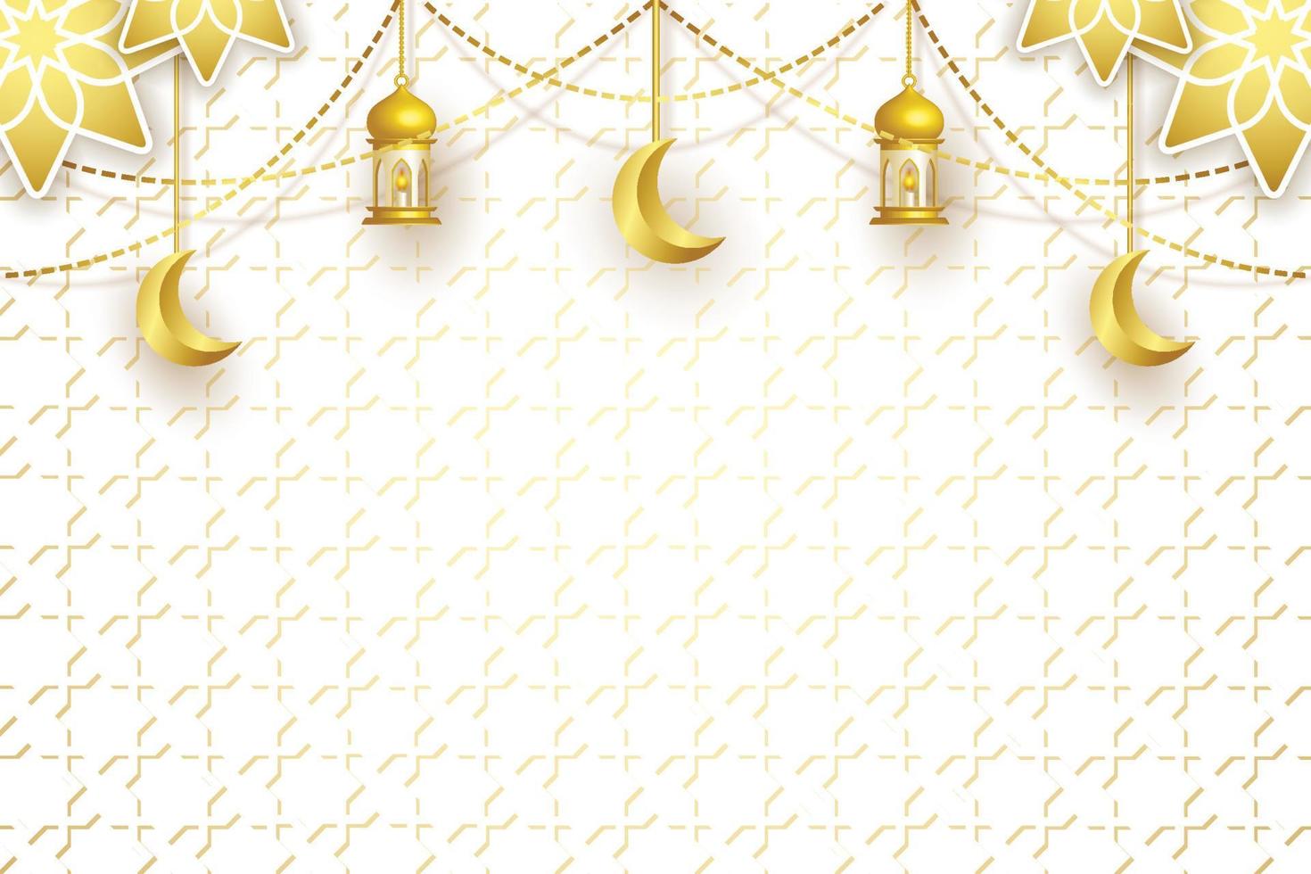 islamic background with hanging ornament, golden color, design vector graphic