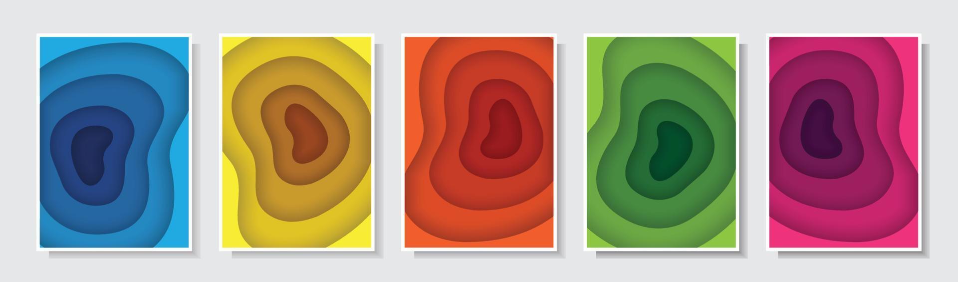 colorful texture papercut cover background template set collection design vector graphic