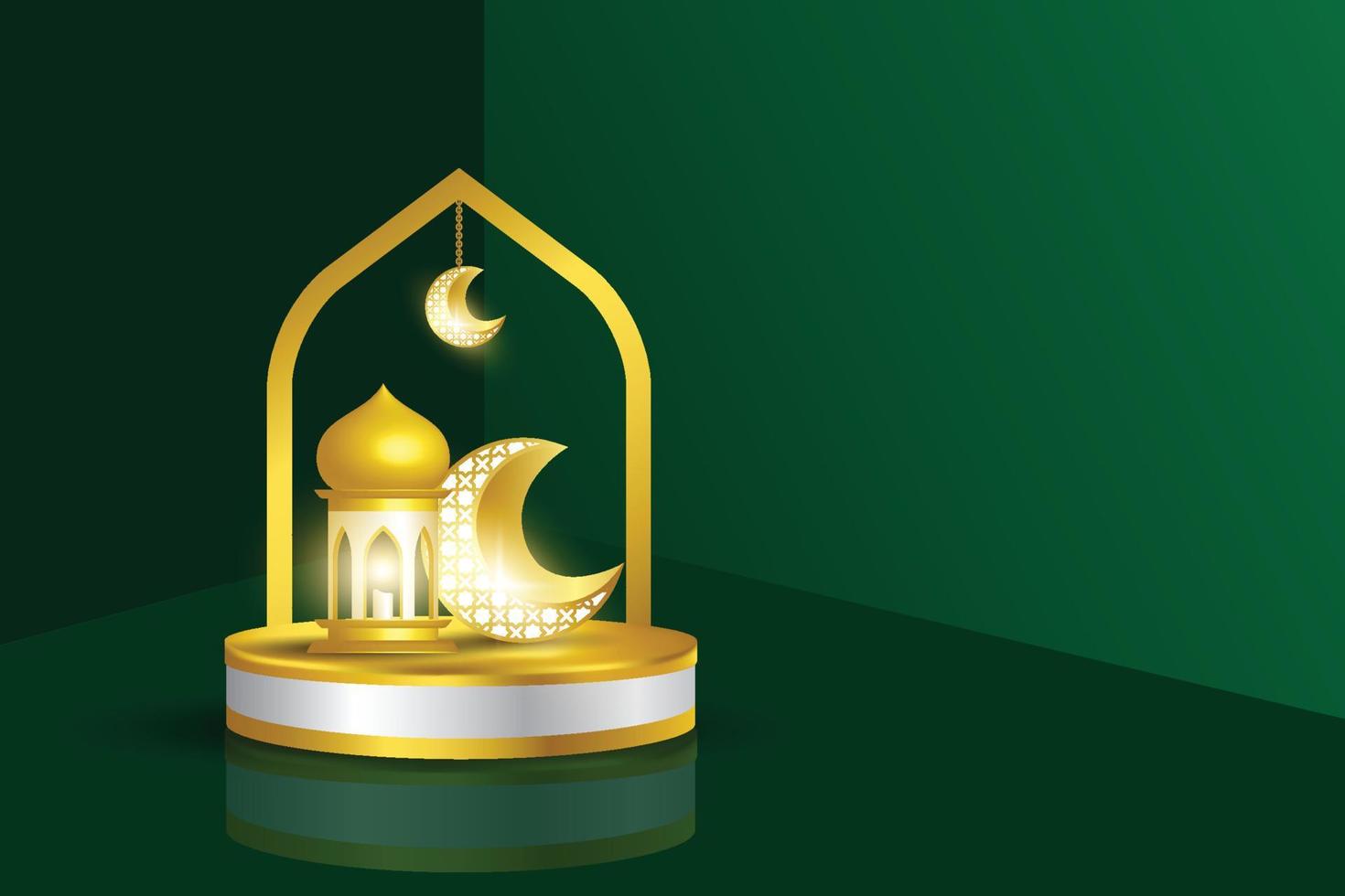 diseño de plantilla de podio para mostrar productos con concepto islámico, ramadan kareem, eid mubarak, vector