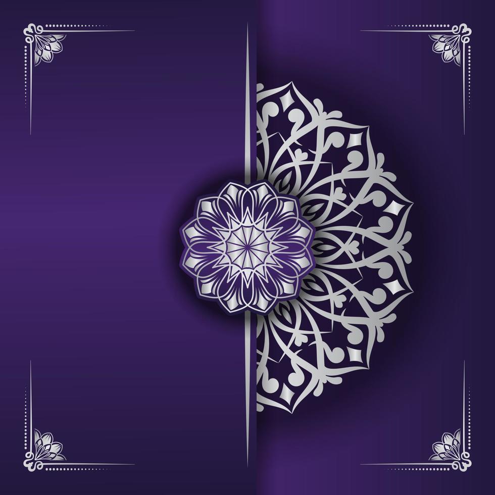 fondo de lujo morado con mandala blanco vector