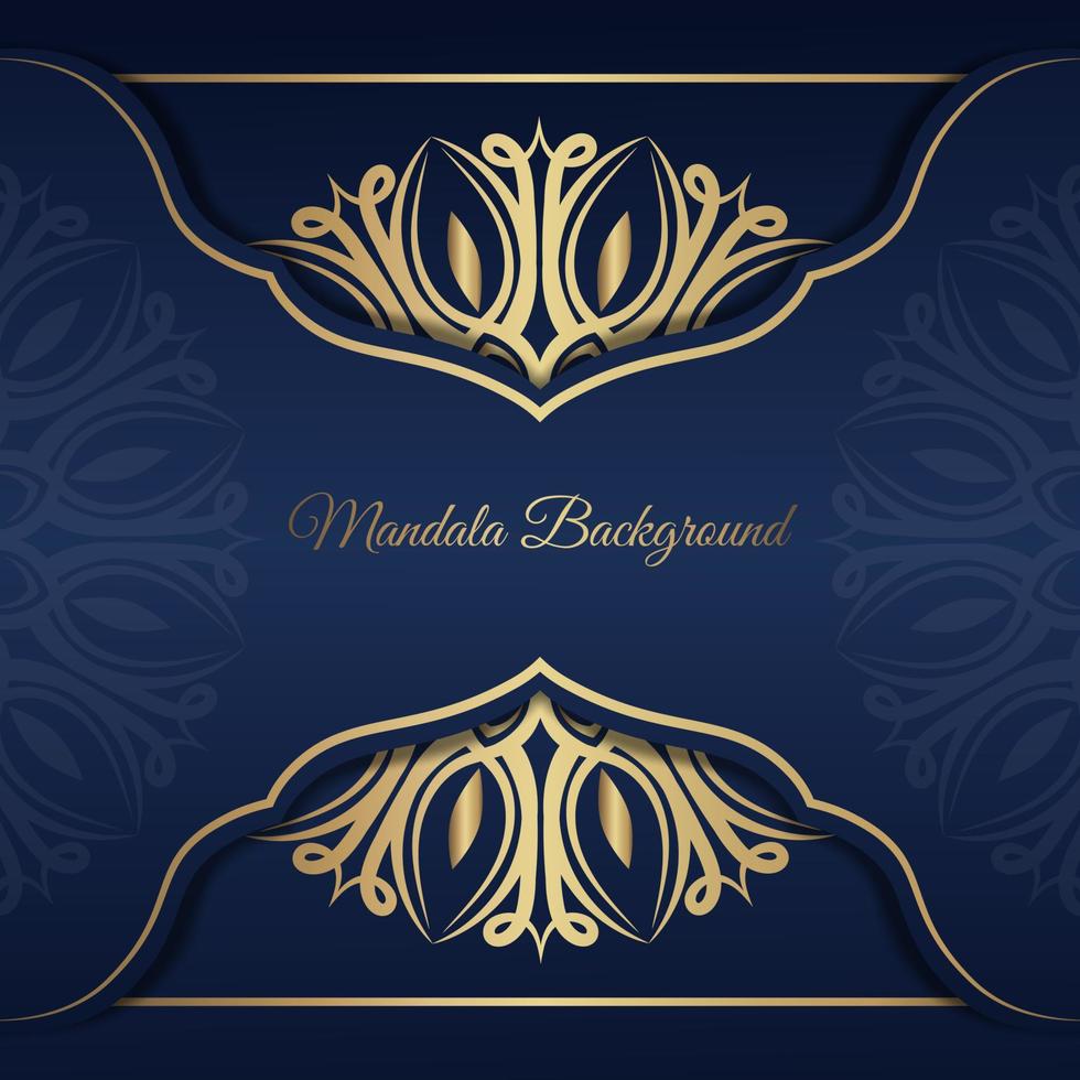 mandala background, blue and gold vector