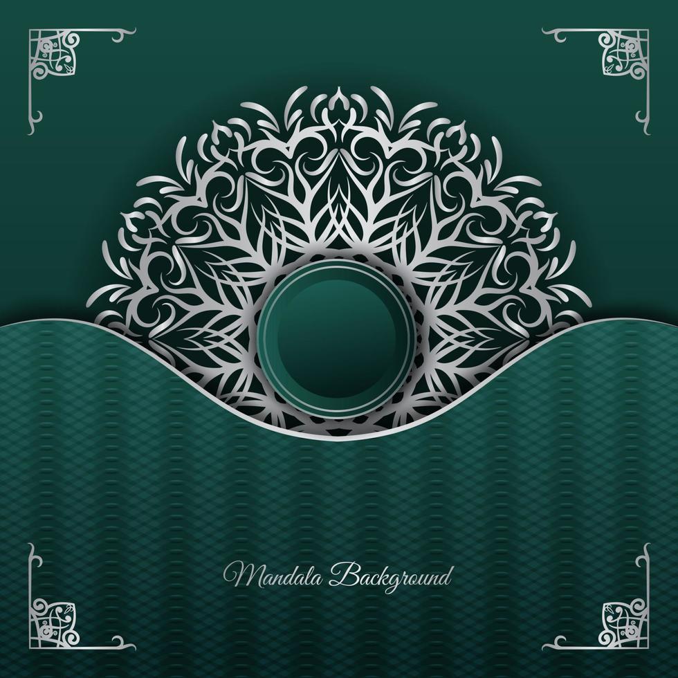 green luxury background, with white mandala vector