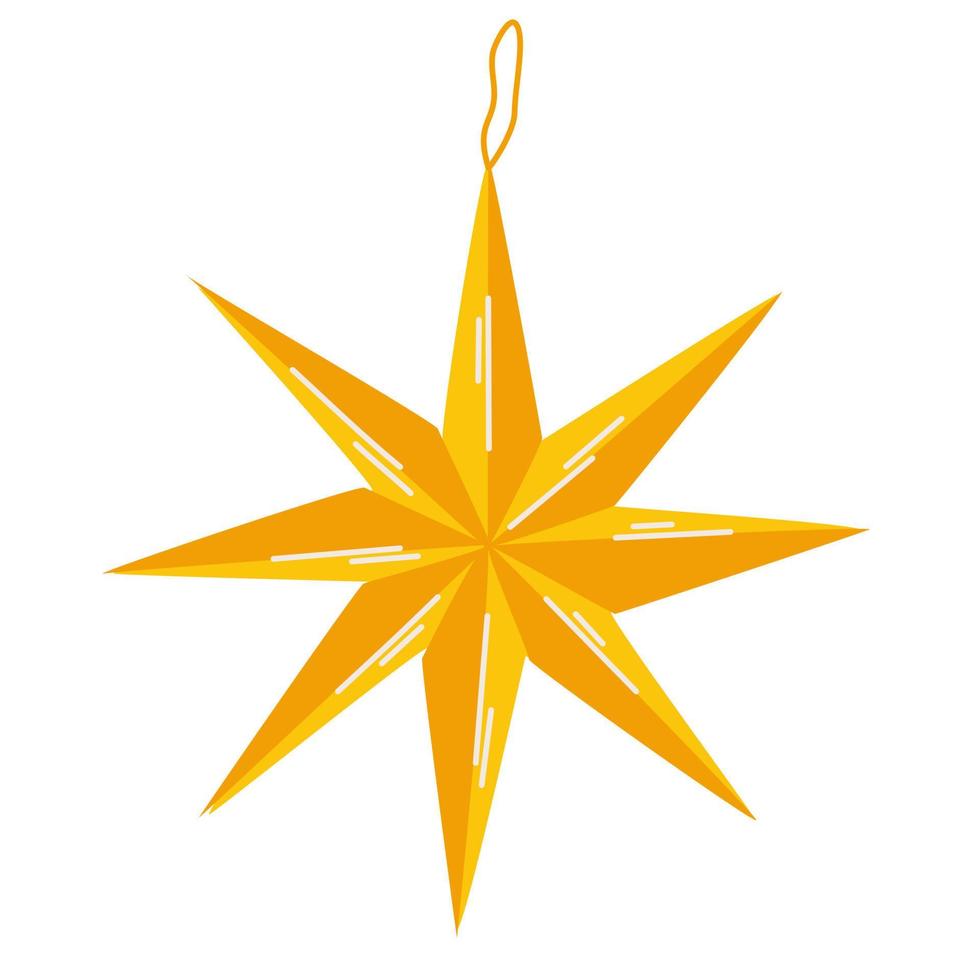 estrella de navidad juguete de árbol decoraciones de año nuevo de diferentes formas. símbolo de año nuevo y vacaciones de invierno. icono de estilo de dibujos animados. ilustración vectorial de la mano. vector