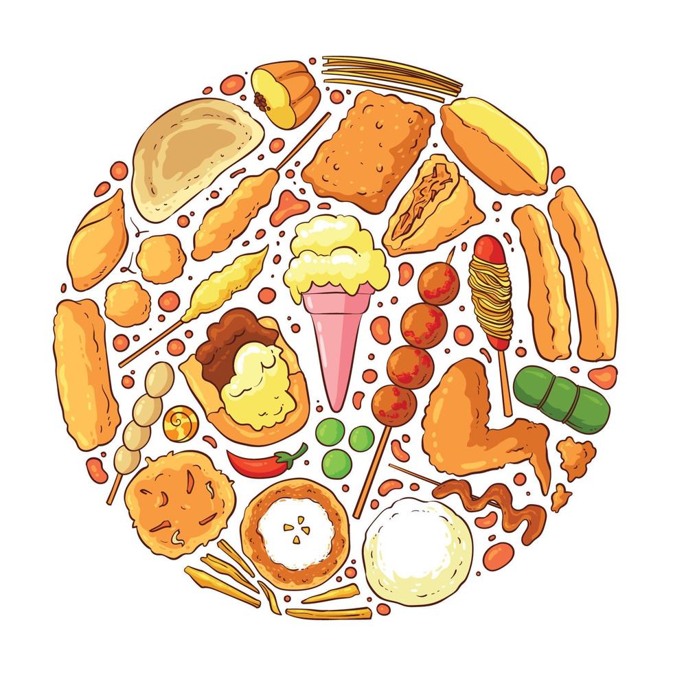 Ilustración de vector de comida callejera indonesia