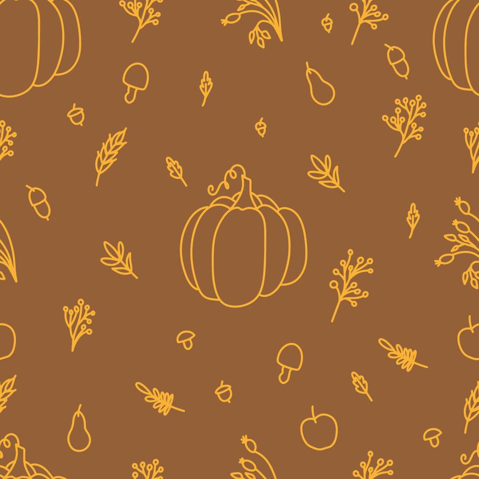 Seamless pattern of fallen autumn leaves of different shapes. Autumn background, poster with different leaves. Seasonal autumn elements for creating postcards, invitations, Cartoon flat style. vector