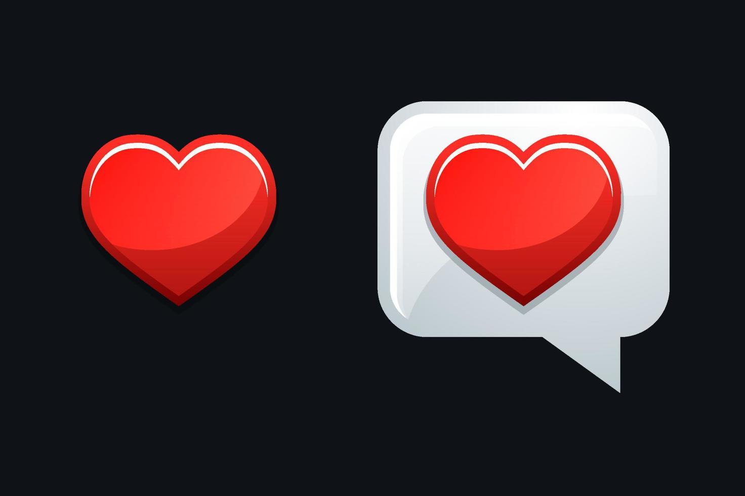 Like icons, heart symbol liked for graphic design. Vector illustration set of message icons like to play.