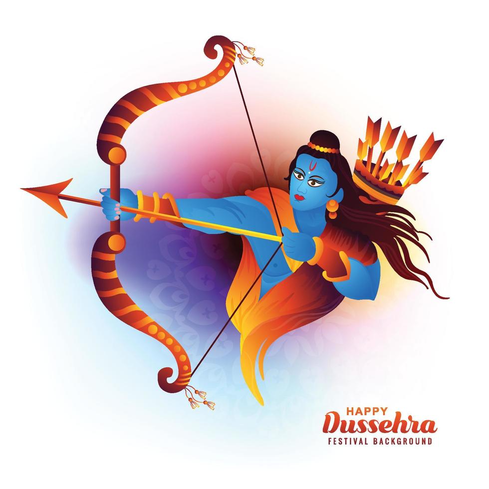 Illustration of bow and arrow of rama in happy dussehra card festival design vector
