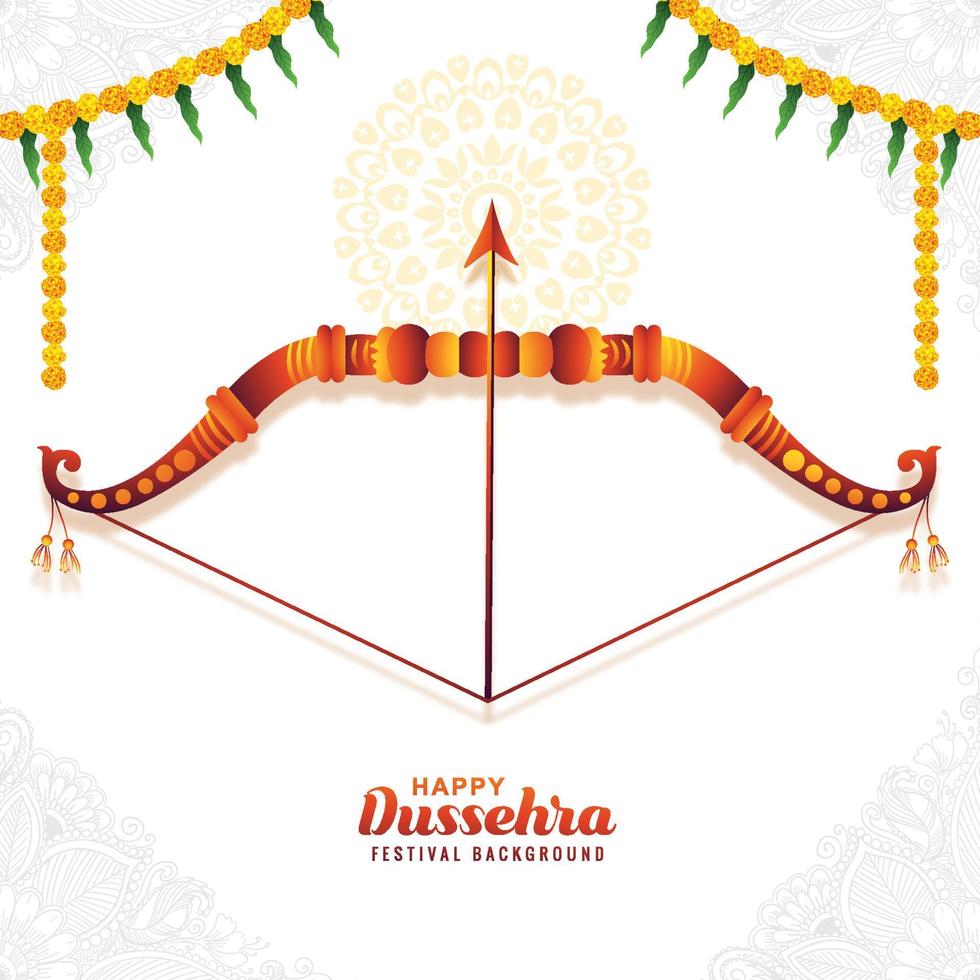 Lord rama with arrow killing ravana in happy dussehra design vector