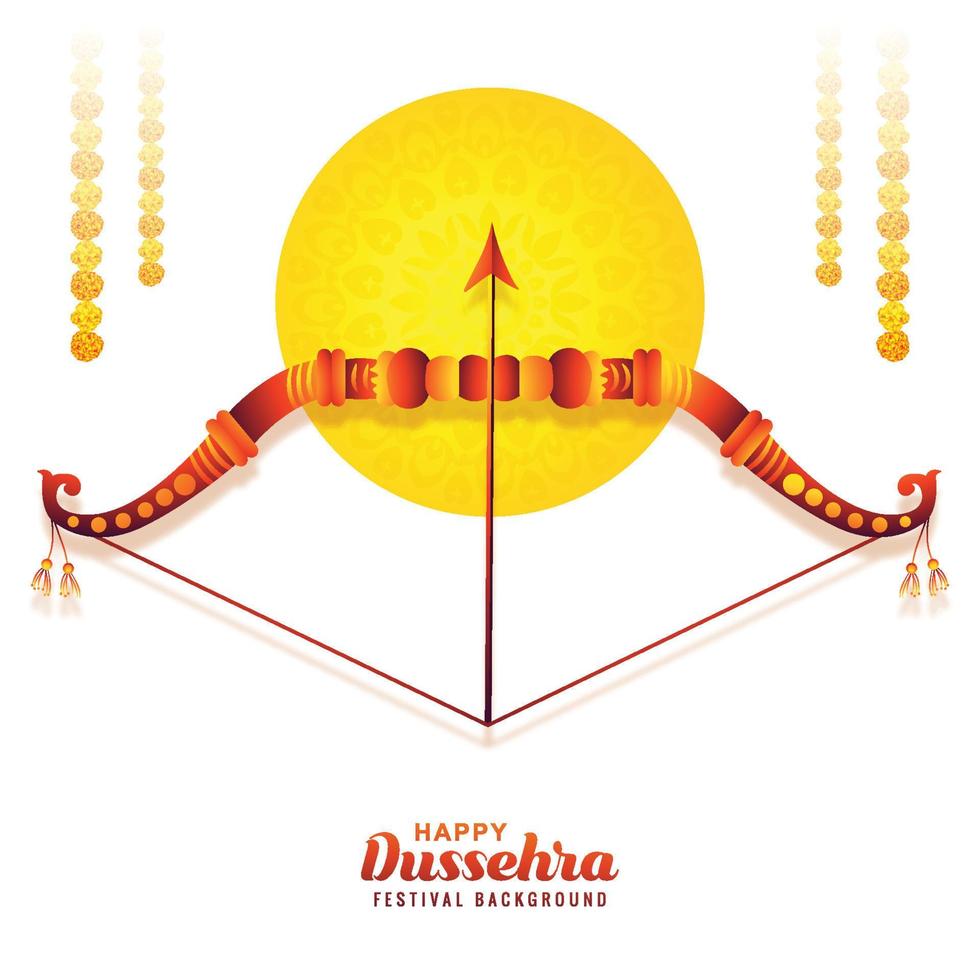 Lord rama with arrow killing ravana in happy dussehra design vector