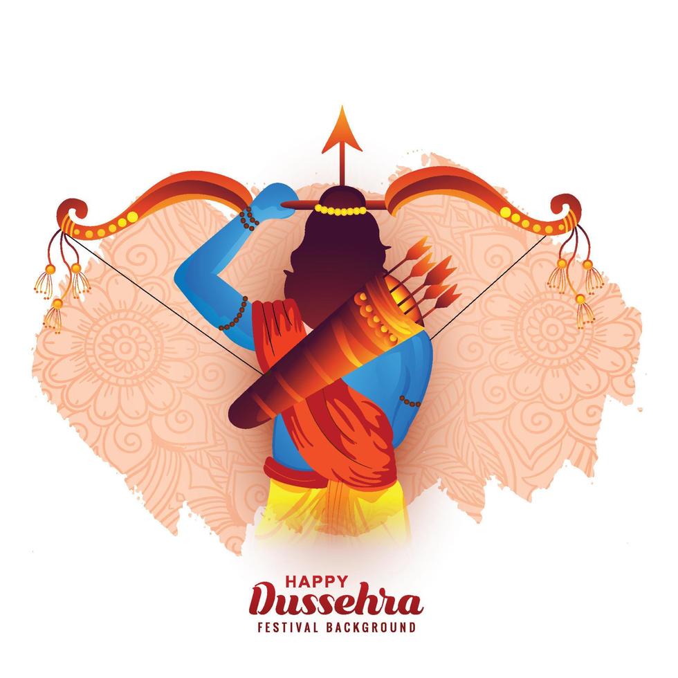 Lord rama happy dussehra festival wishes card illustration ...