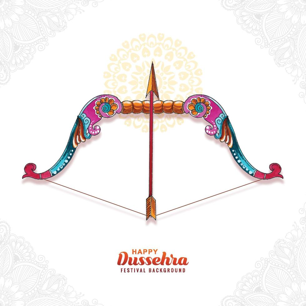Happy dussehra bow and arrow festival greeting card background vector