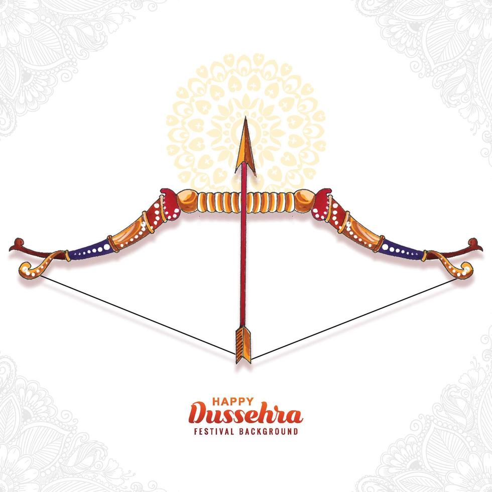 Beautiful bow and arrow of rama in happy dussehra card holiday background vector