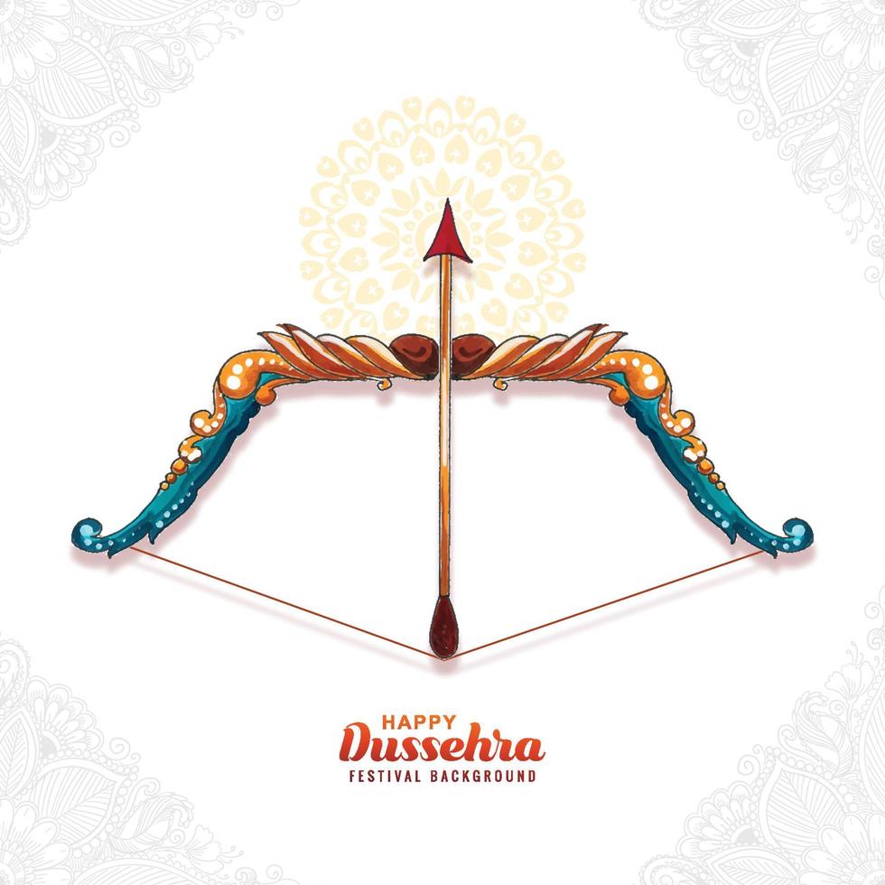 Beautiful bow and arrow of rama in happy dussehra card holiday background vector