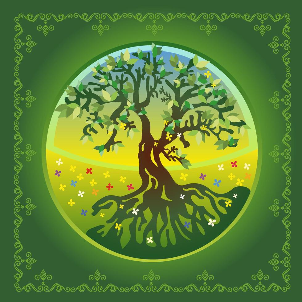 ilustración de vector de árbol de verano