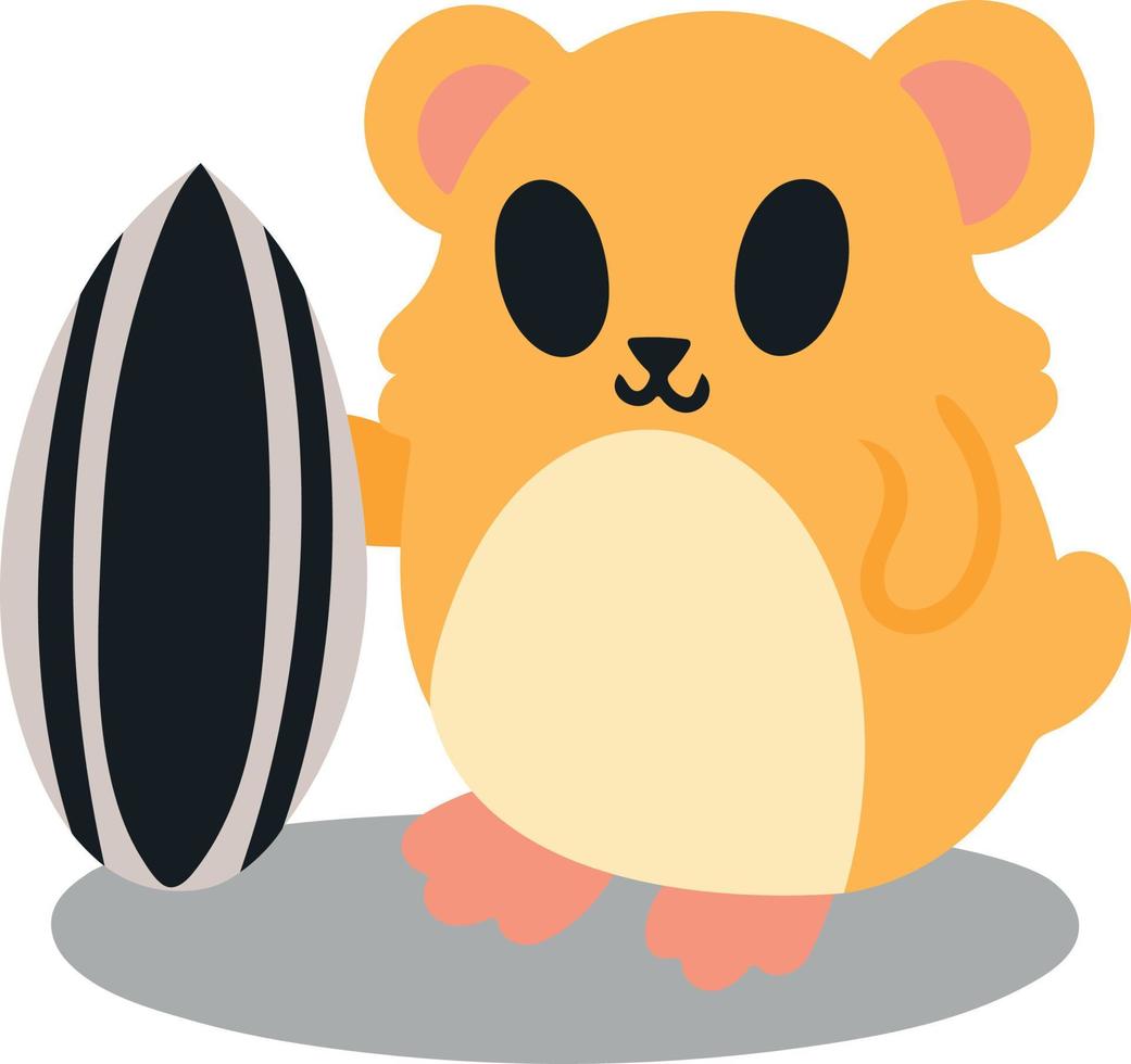 Cute hamster concept. Vector illustration. Hamster with seeds. Design element on white background
