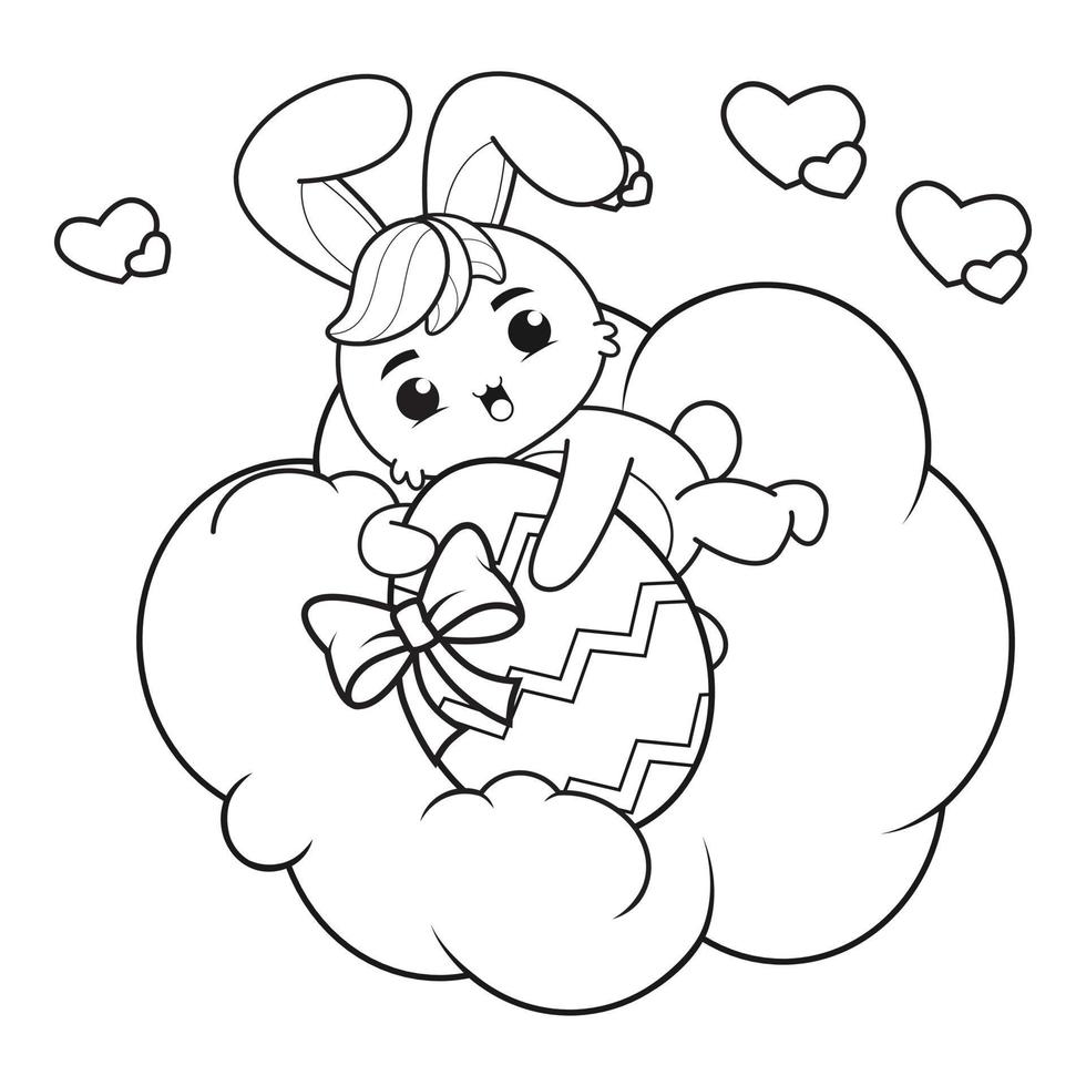 Coloring page Happy Easter with Bunny vector