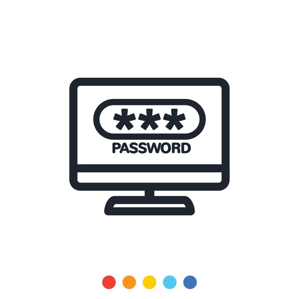 Computer password entry icon, Vector and Illustration.
