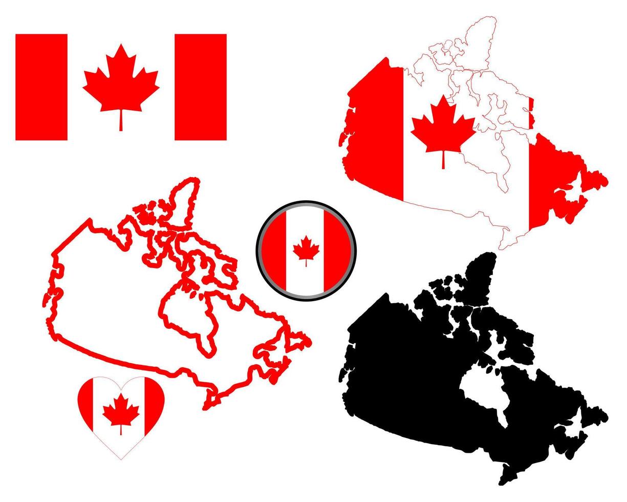 mapa de canadá en diferentes colores sobre un fondo blanco vector