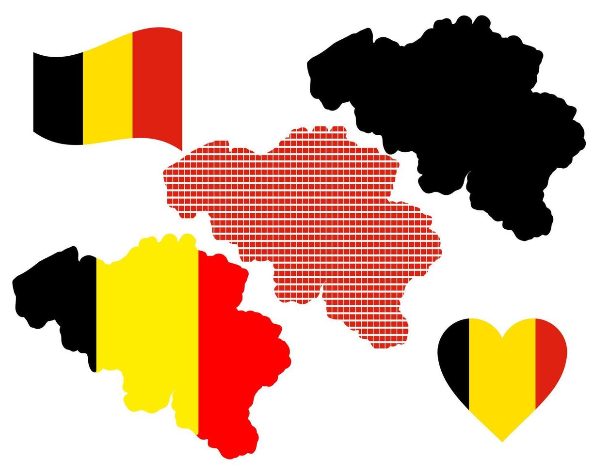 Map of Belgium in different colors on a white background vector