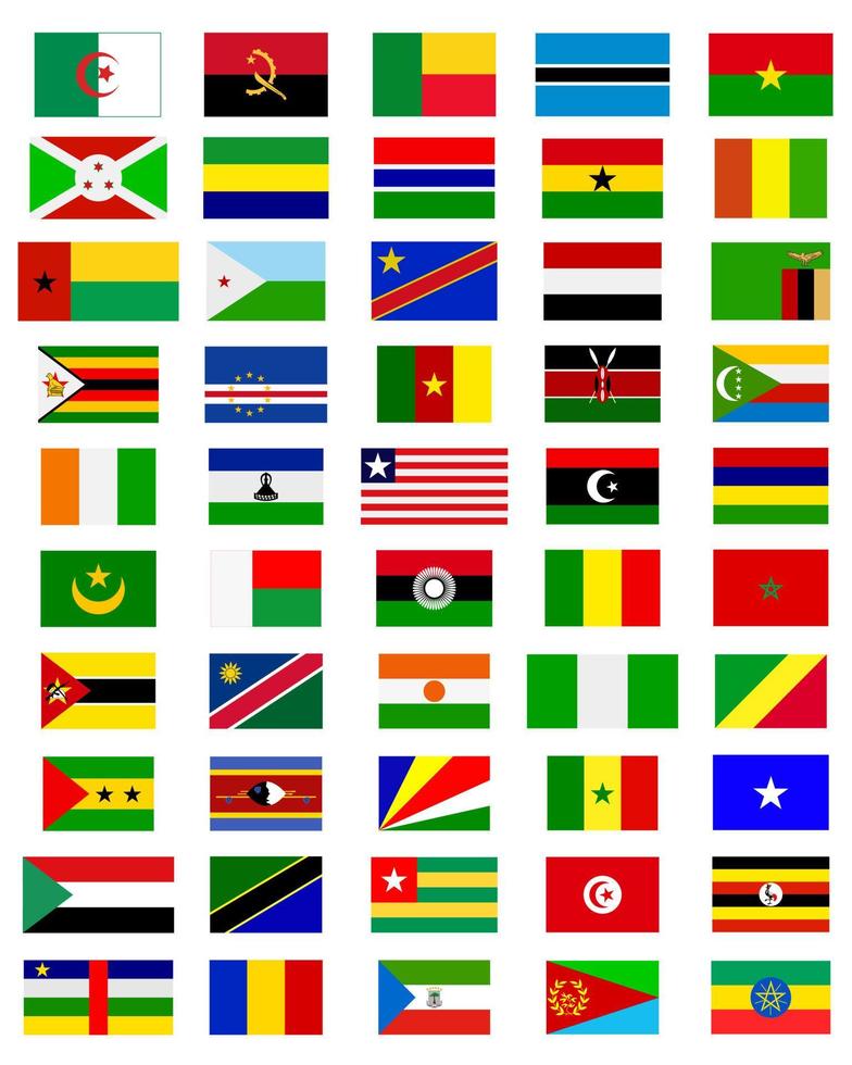 flags of the countries of Africa on a white background vector