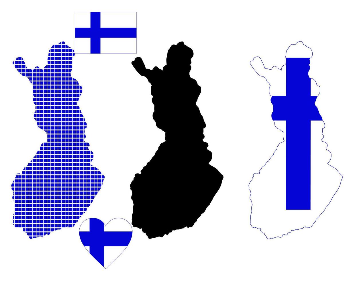 Mapa de Finlandia en diferentes colores sobre un fondo blanco. vector