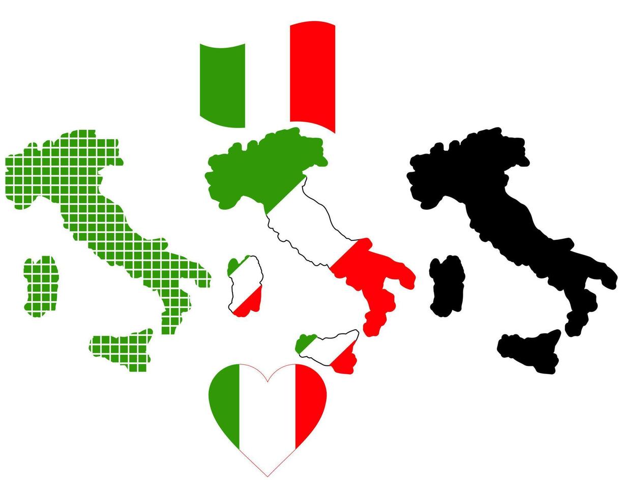 mapa de Italia en diferentes colores sobre un fondo blanco vector