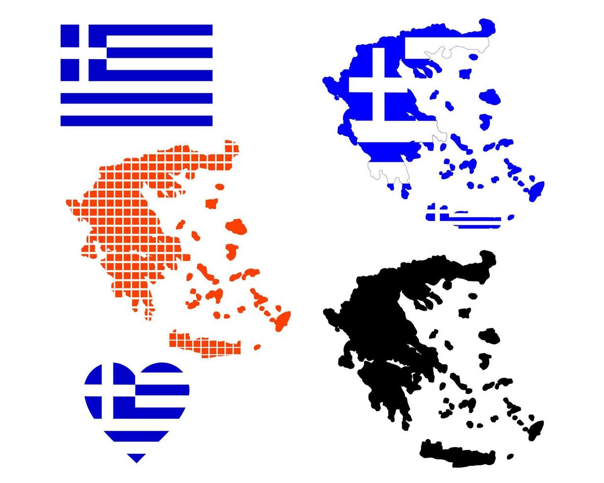 mapa de grecia en diferentes colores sobre un fondo blanco vector