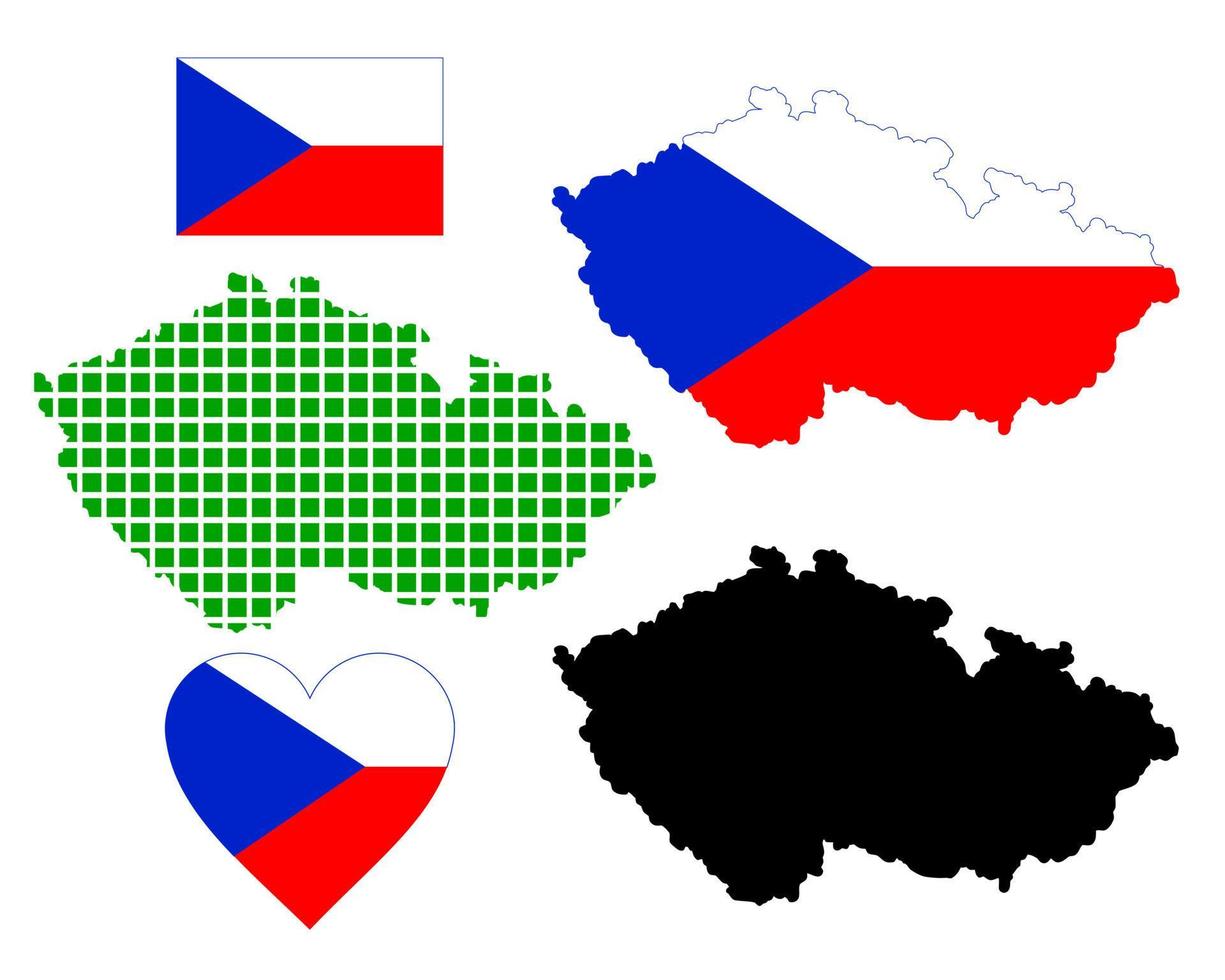 República Checa mapa de diferentes colores sobre un fondo blanco. vector