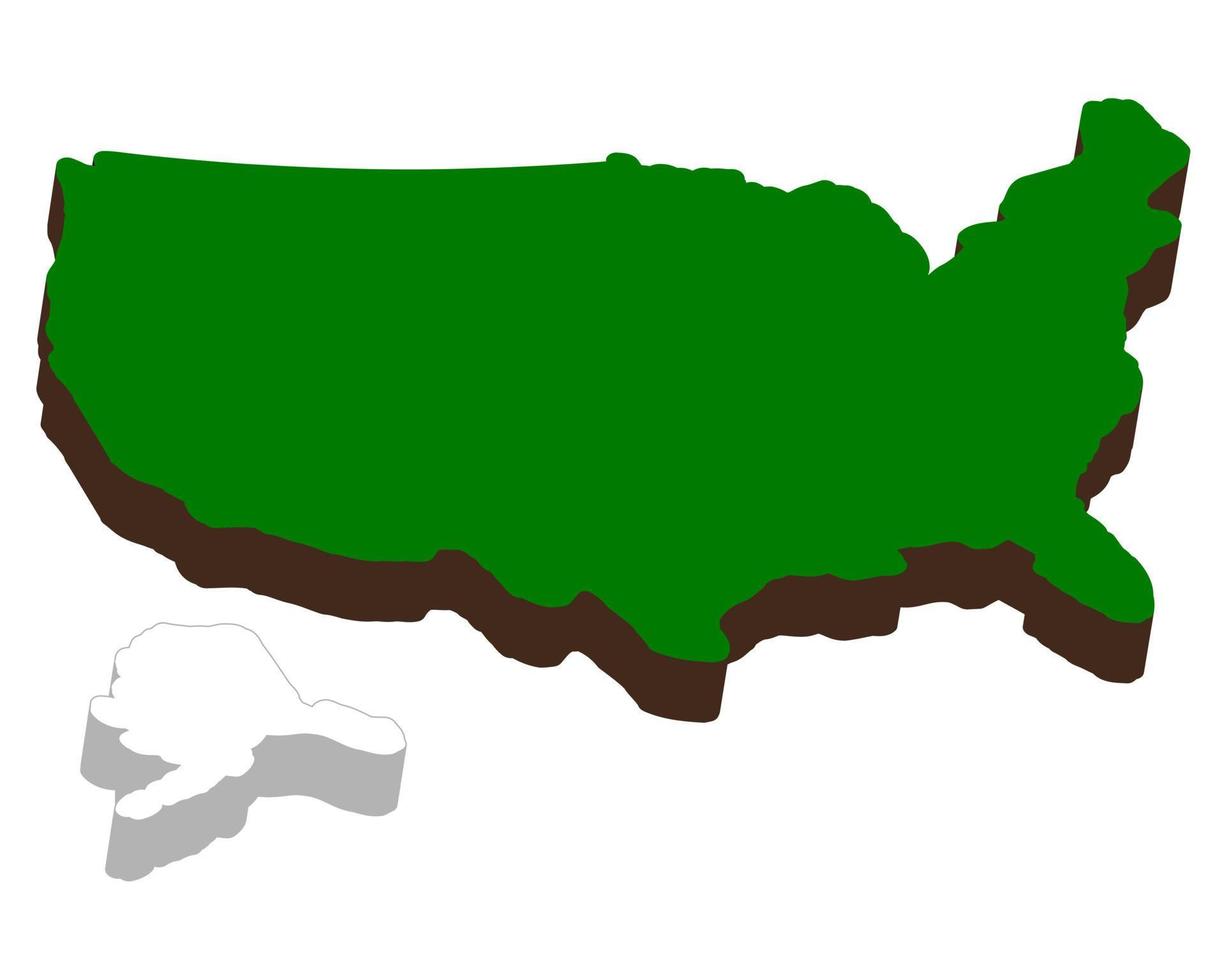 mapa volumétrico de América sobre un fondo blanco vector