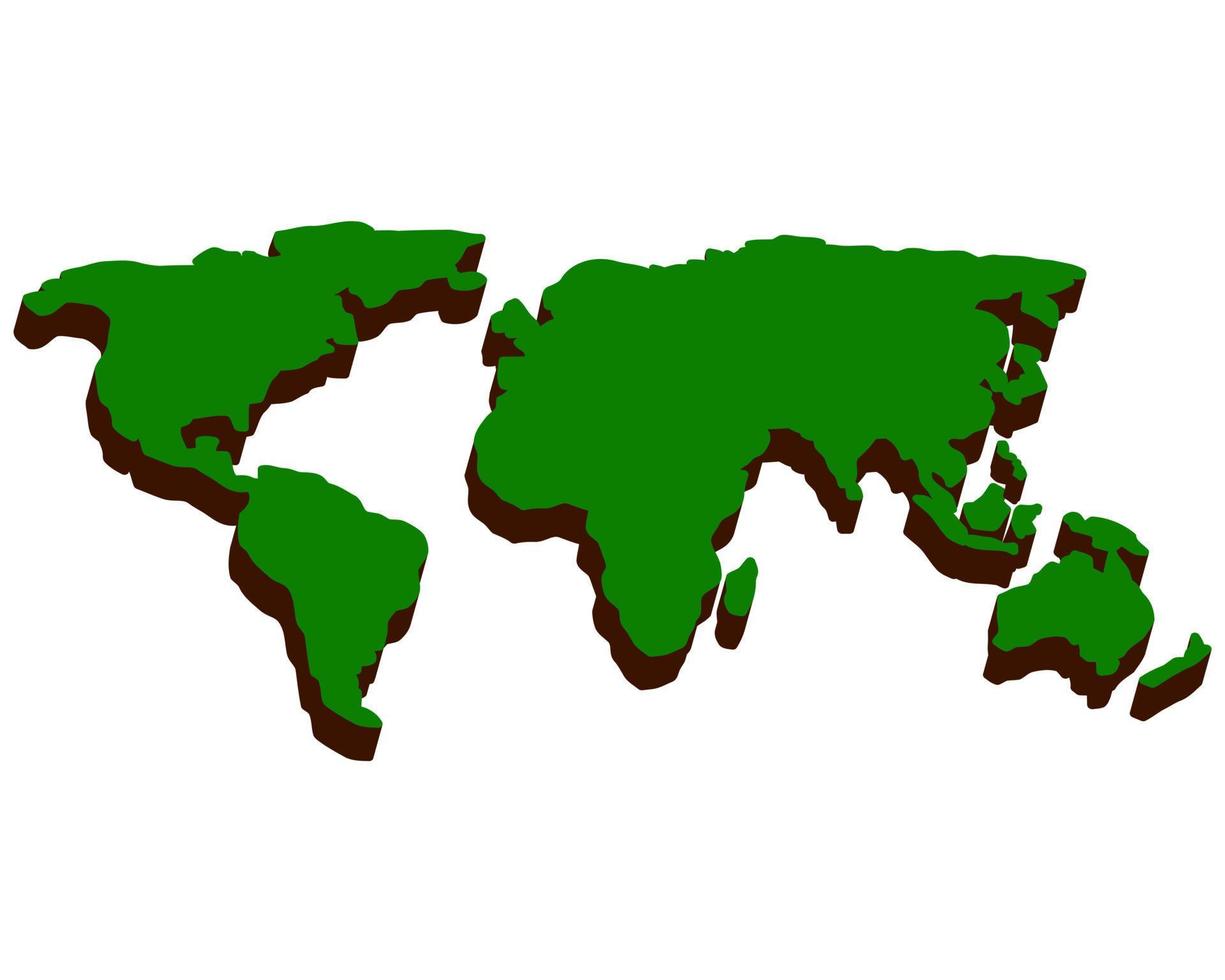 map of the world green on a white background vector