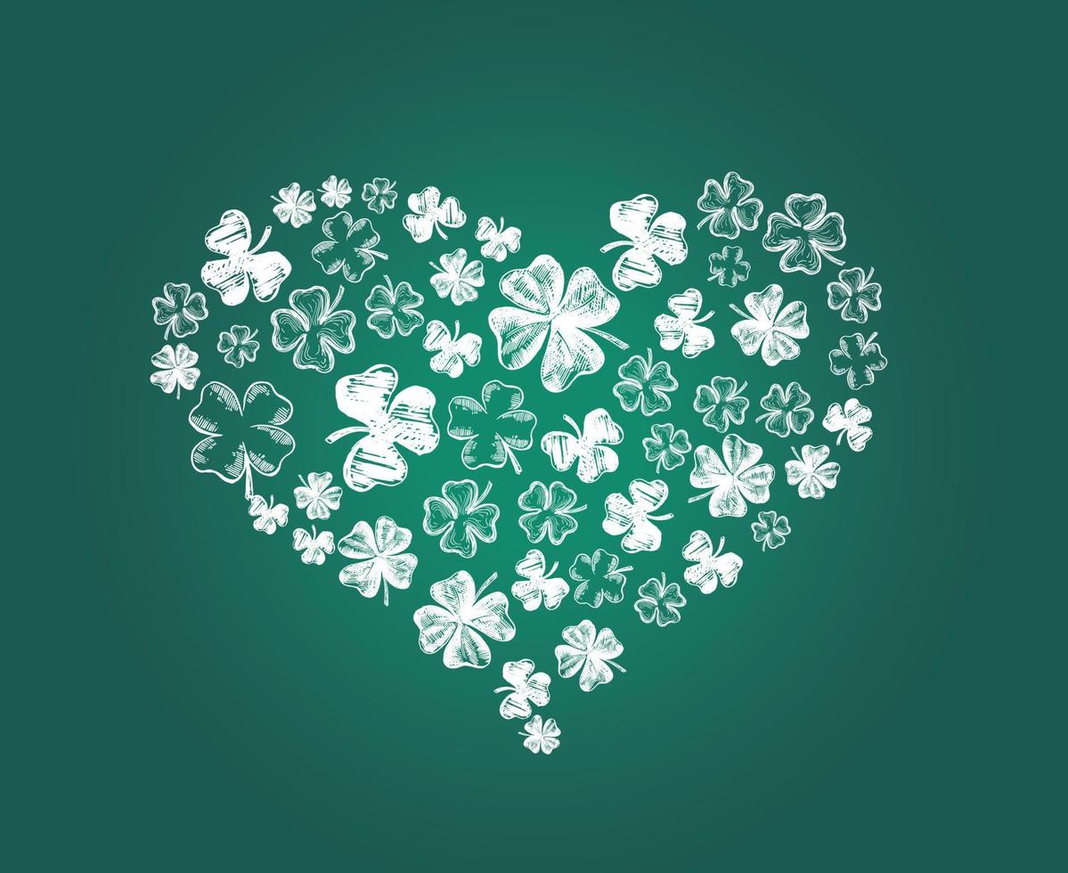 corazón de trébol. día de San Patricio. ilustración dibujada a mano. vector. vector