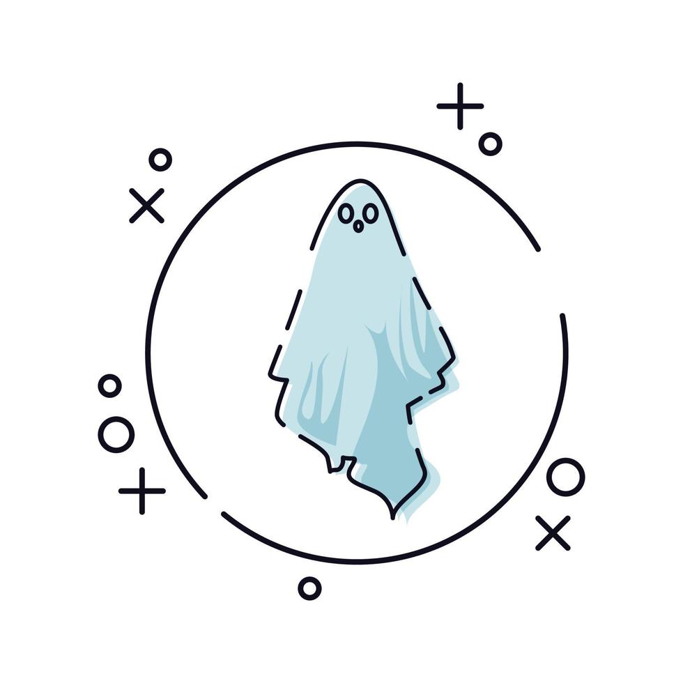 Ghost icon in line. Helloween creepy silhouette. Colorful vector ...