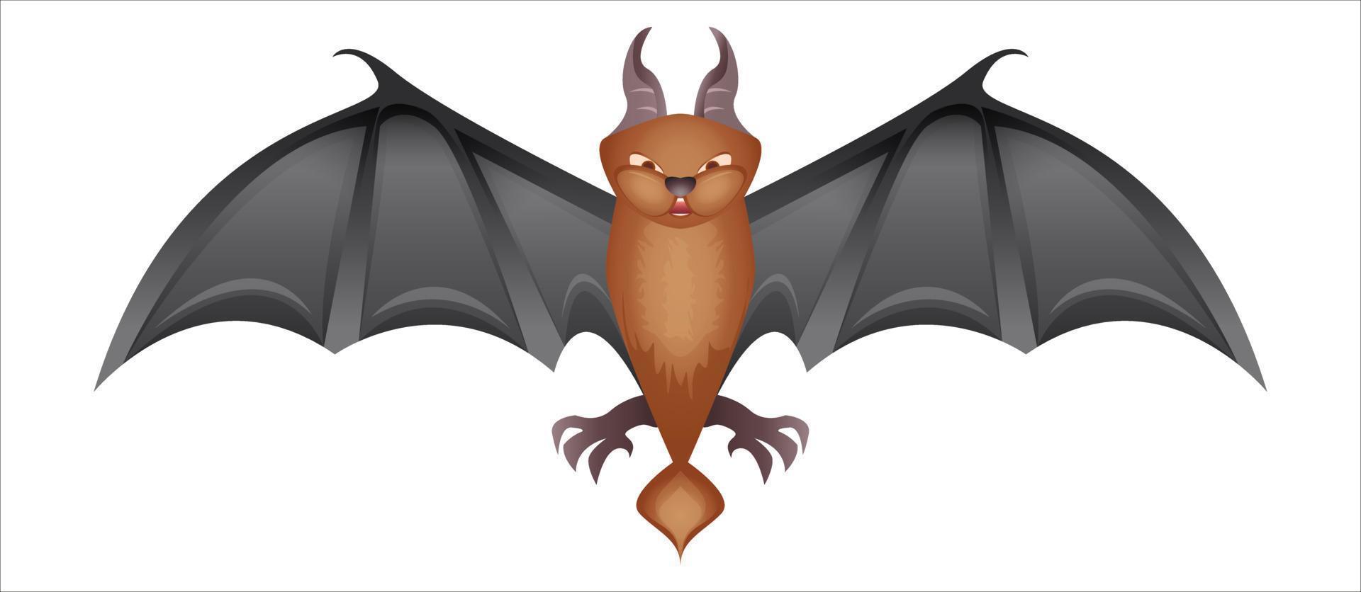 Bat in realistic style. Helloween autumn holiday. Colorful vector illustration isolated on white background.