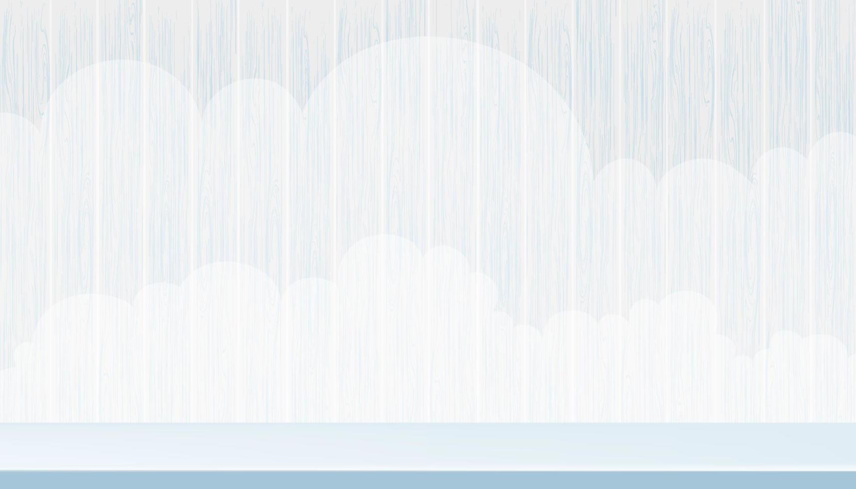 Wood texture background with blue shelf, 3D Display studio room with  step stand and clouds sky on blue wooden panel wall, Vector illustration backdrop banner for product presentation, Sale, Promotion