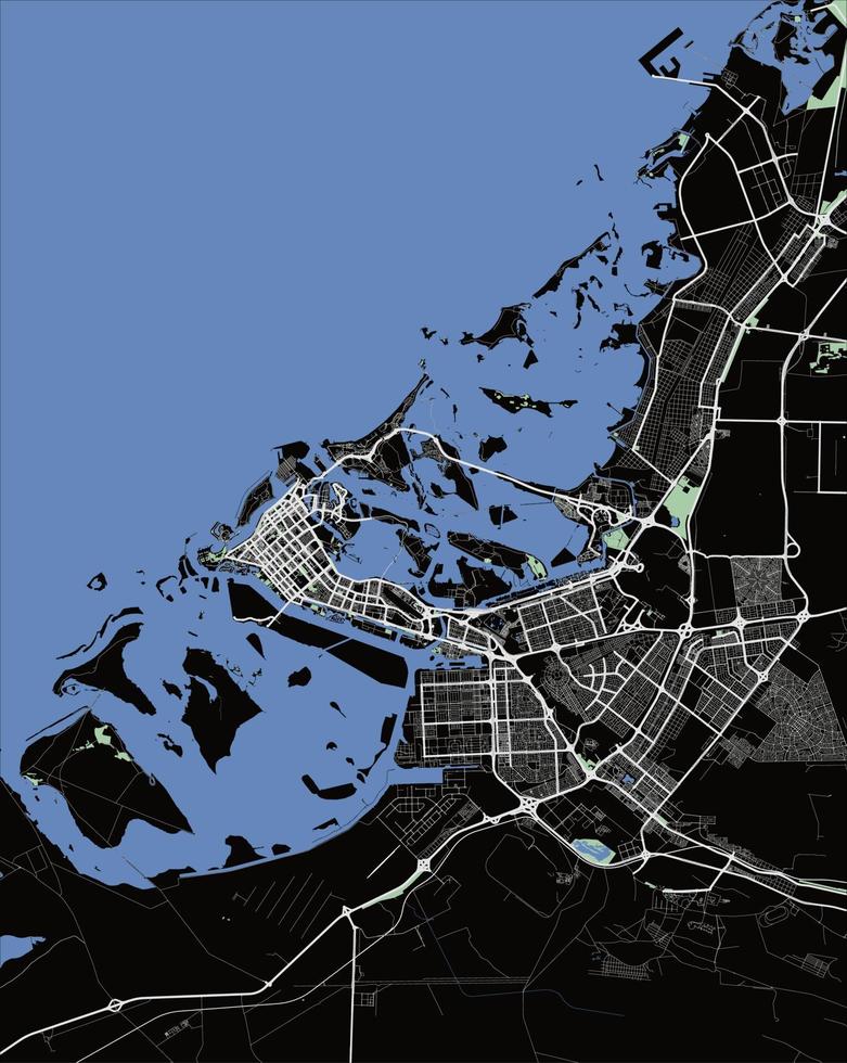 City map of Abu Dhabi, United Arab Emirates vector