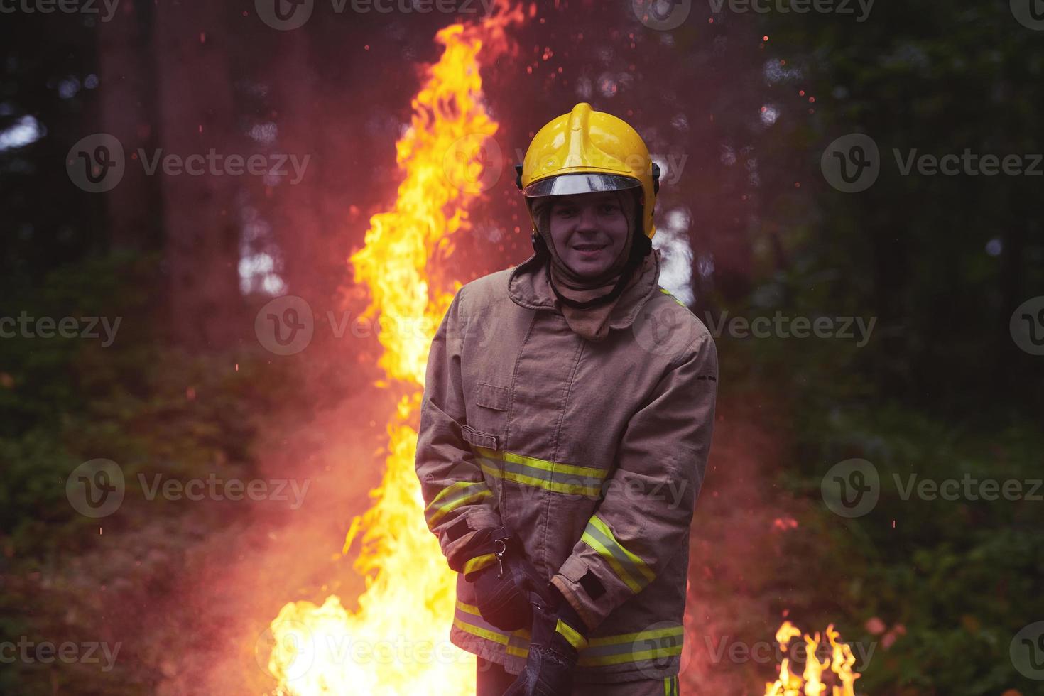 Firefighter in action photo