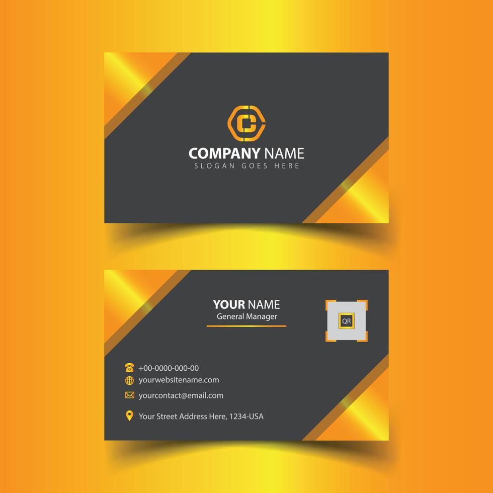 Golden business card design, modern corporate visiting card design vector
