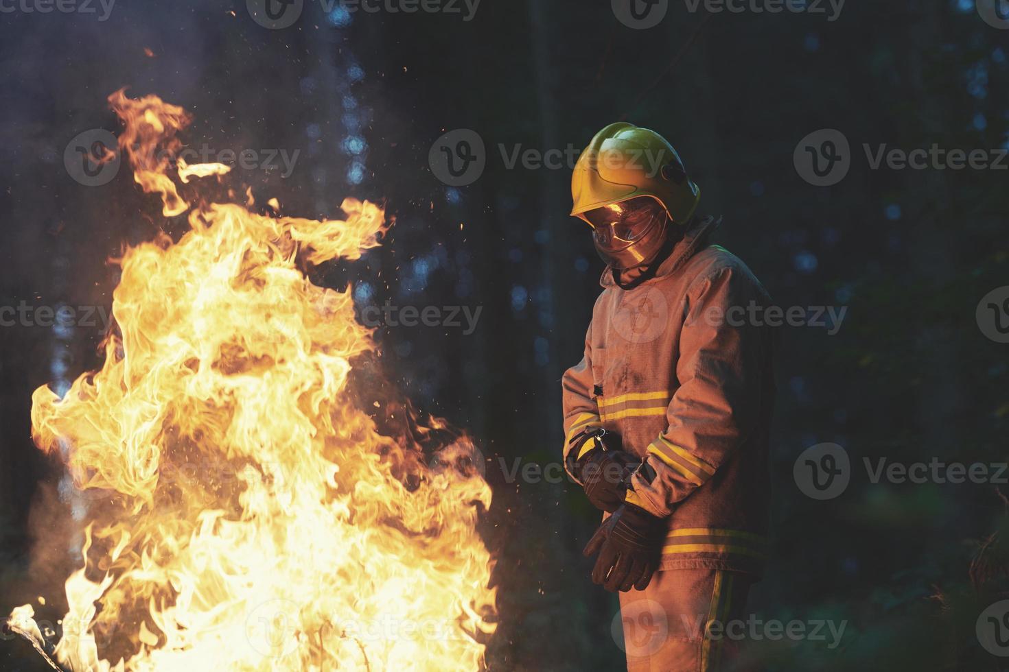 Firefighter in action photo