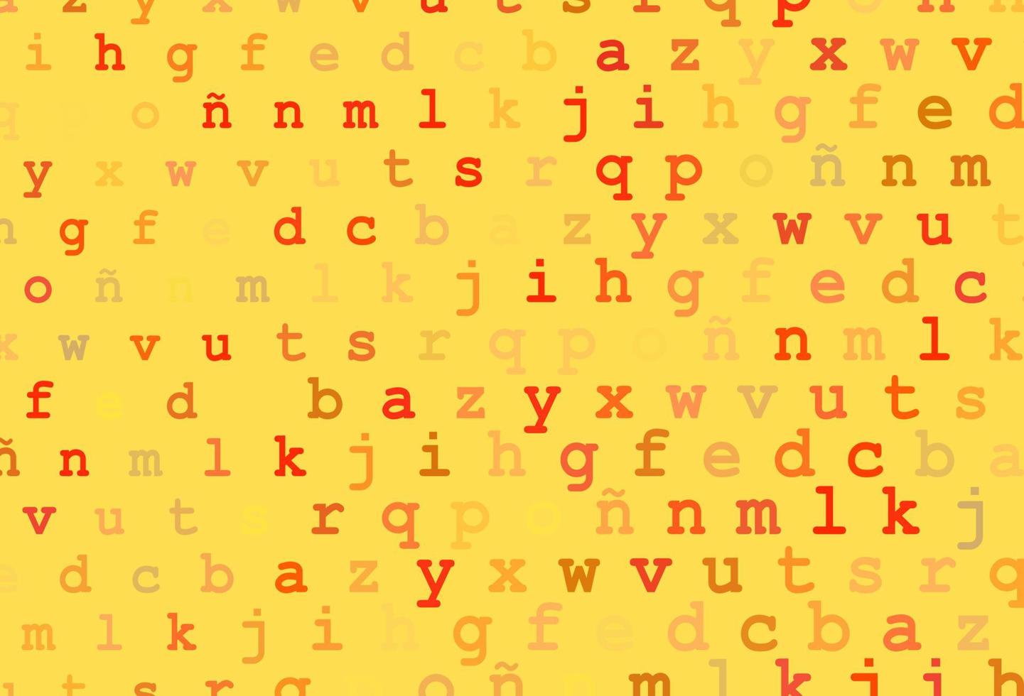 Light yellow, orange vector background with signs of alphabet.
