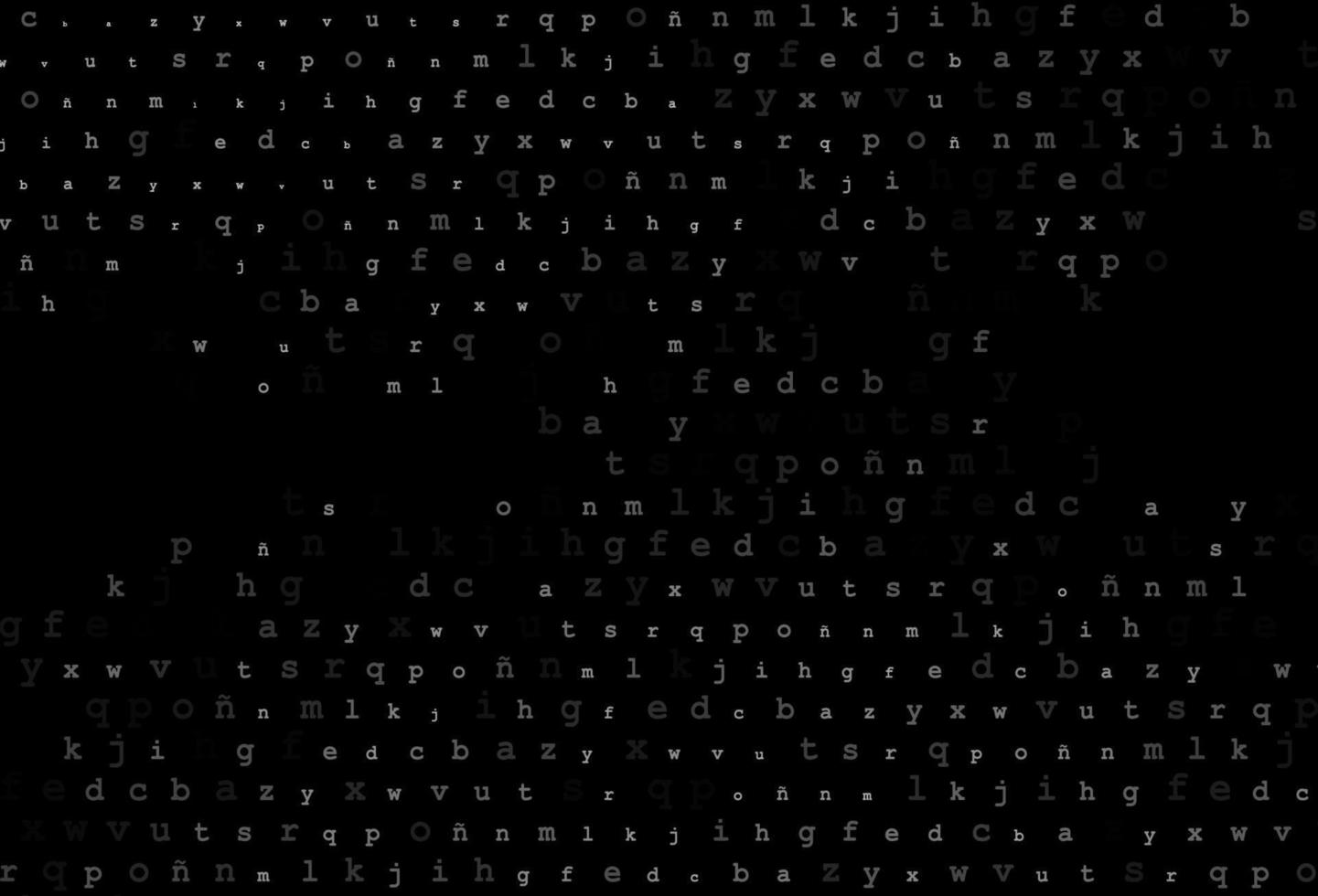 textura de vector gris plateado oscuro con caracteres abc.