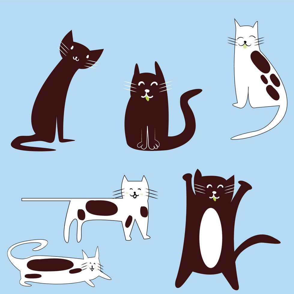 many cats different breed cartoon vector