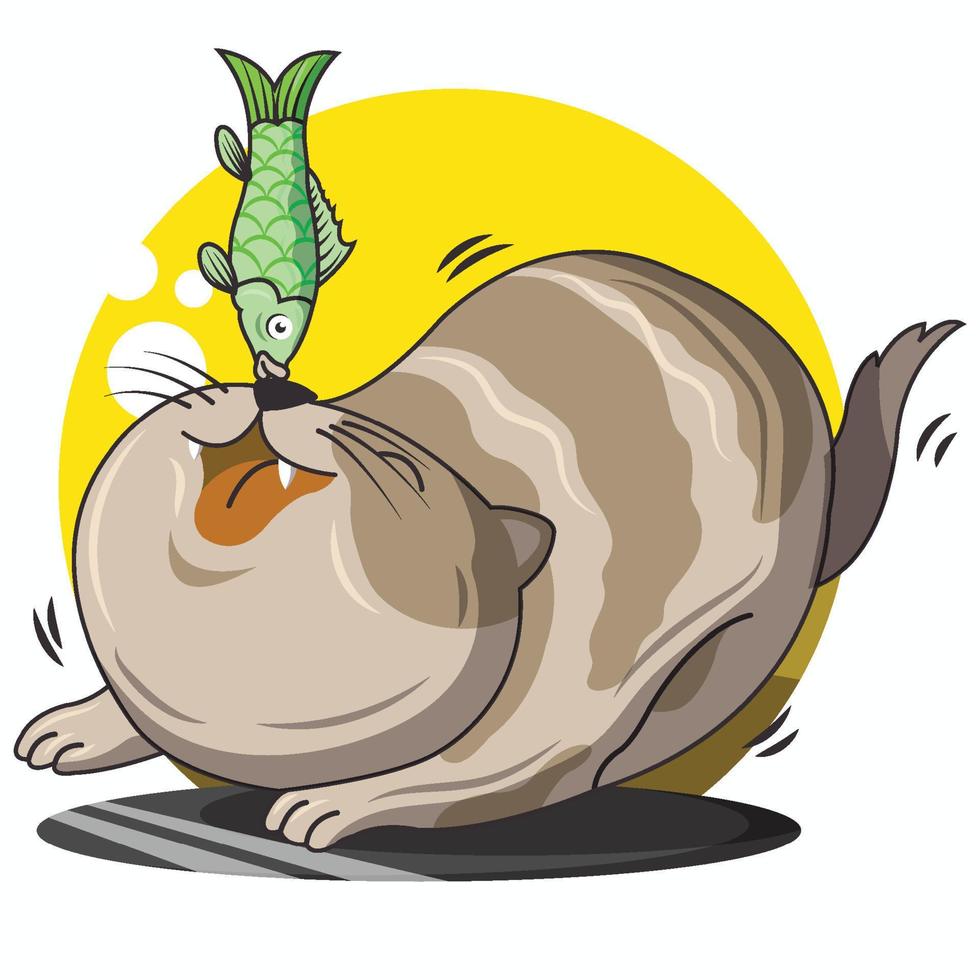 Cute cat playing with fish vector