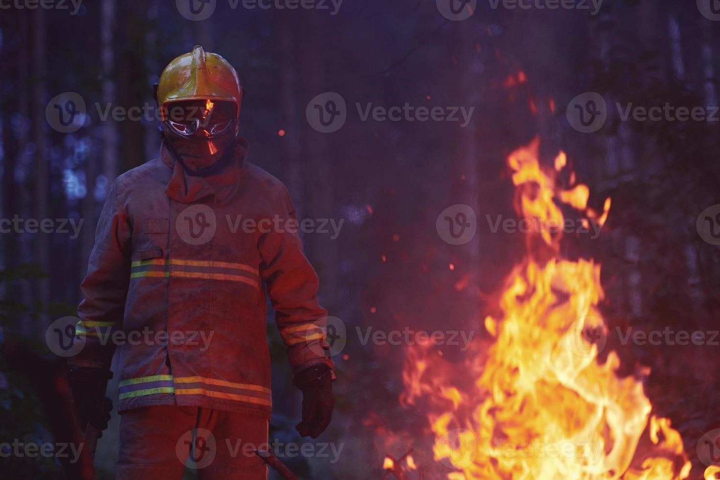 Firefighter in action photo