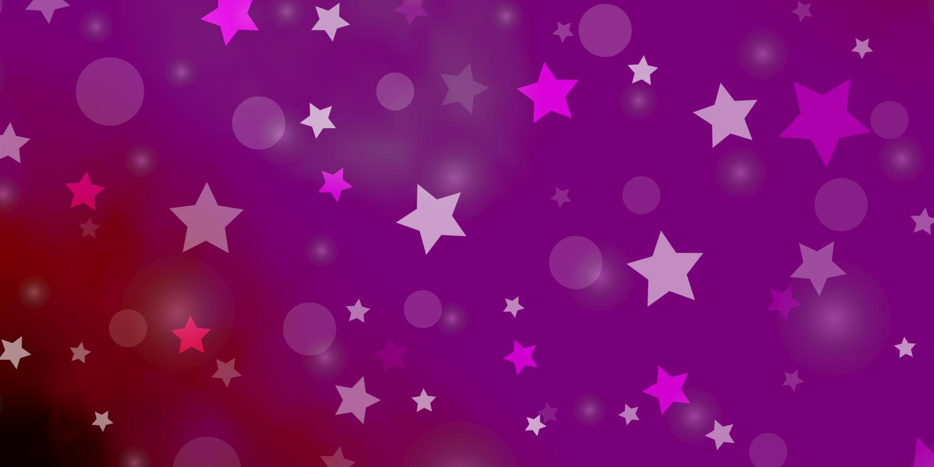 patrón de vector púrpura, rosa oscuro con círculos, estrellas.